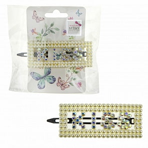 Заколка-автомат Lukky Fashion – Kiss, стразы, жемчужины (Lukky, Т19589)