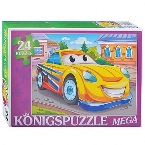 Мега-пазлы Konigspuzzle Желтая Машинка, 24 элемента (Рыжий Кот, ПК24-5877)