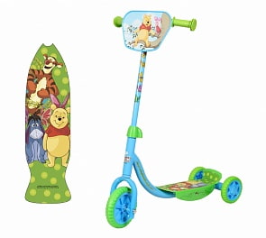 Самокат трехколесный Disney Винни-Пух, колеса EVA 150 и 100 мм. (1toy, Т58423)