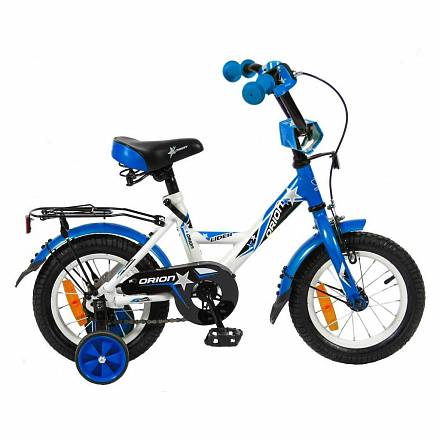 Двухколесный велосипед Lider Orion диаметр колес 12 дюймов, белый/синий 