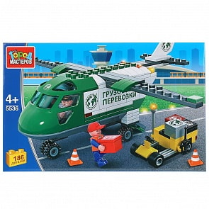 Конструктор Транспортный самолет, с фигуркой, 186 деталей (Город мастеров, 5536-UU)