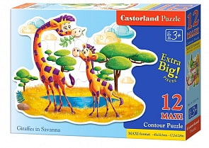 Пазл Жирафы в Саванне, 12 элементов маxi (Castorland, B-120178)