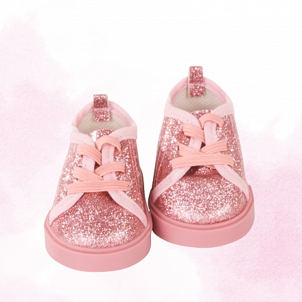 Обувь - Туфли с блестками на шнурках, розовые, 42-50 см 