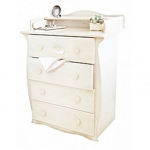 Комод с настилом Красная Звезда С 257, накладка №22 Мишка на облаке, белый (Красная Звезда, КЗ-С257 Э Рс_белый)