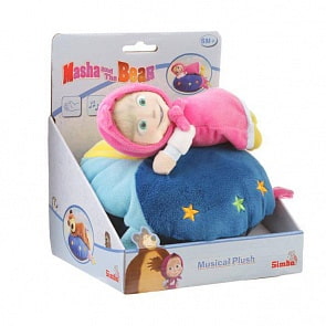 Музыкальная плюшевая подушка - Маша и Медведь, Маша (Simba, 9301114-1)