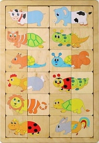 Игра развивающая деревянная - Веселые половинки (Десятое королевство, 00725ДК)