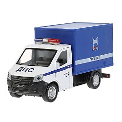 Машина Газель Next - Полиция, 14 см, цвет синий, открываются двери, инерционный механизм (Технопарк, NEXTKUNG-15POL-WH) - миниатюра