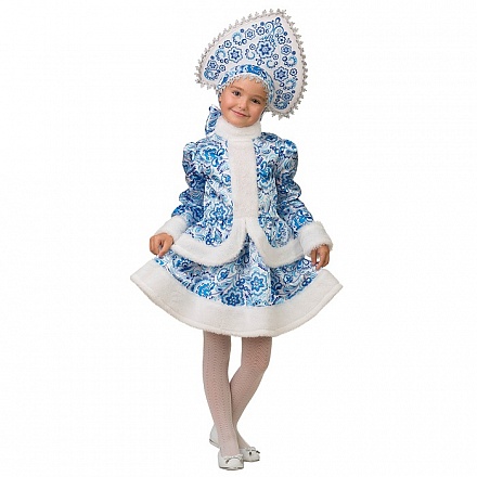 Карнавальный костюм - Снегурочка Гжель, Русский стиль, размер 110-56 