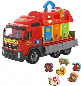 Бортовой автомобиль Volvo и домик для зверей (Полесье, 58256)