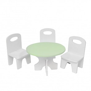 Набор мебели для кукол Классика: стол + стулья, белый/салатовый (Paremo, PFD120-41)