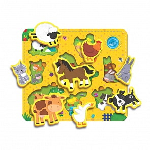 Пазлы музыкальные - Кто живет на ферме? (Азбукварик, 4680019285412)