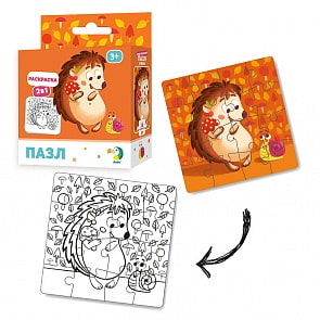 Пазл-раскраска 2-в-1 Ежик (Dodo, R300119)