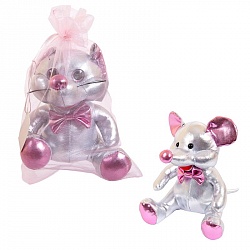 Мягкая игрушка – Металлик. Мышка серебристая, 16 см (ABtoys, M2056) - миниатюра