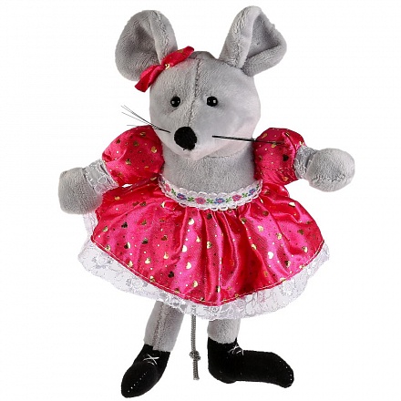 Мягкая игрушка – Мышка с бантиком и в платье, 15 см 