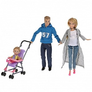 Набор из 4-х кукол с аксессуарами - Счастливая семья на прогулке (Карапуз, 66196D-SA-BB)