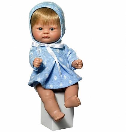 Кукла пупсик в голубом костюмчике, 20 см. 