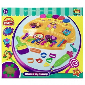 Масса для лепки – Юный кулинар, 5 баночек разных цветов с тематическими аксессуарами (ABtoys, 104089)