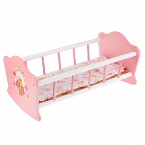 Кроватка для кукол - Мой мишка, деревянная 52 см., постельные принадлежности (Карапуз, RB-B-W)
