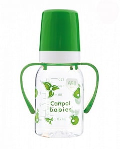 Бутылочка тритановая с ручками с силиконовой соской, 120 мл, 3+, зеленый (Canpol babies, 11/821_250930061) 