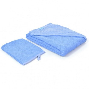 Полотенце с уголком и варежкой Nuovita Grazia 100x100 махра/вельбоа, голубой / blu (Nuovita, NUO-DPOL_1603)