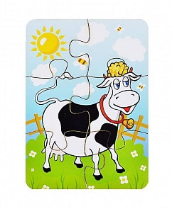 Пазл  - Корова на лугу, 6 деталей  (Мастер игрушек, IG0075)