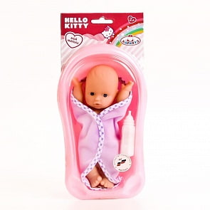 Пупс в ванной – Карапуз, 16,5, твердое тело (Карапуз, 75415-RU-HELLO KITTYsim)