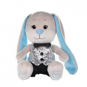 Зайка Jack&Lin в серебряной жилетке и черных брючках, 20 см (MaxiToys, JL-255-20)