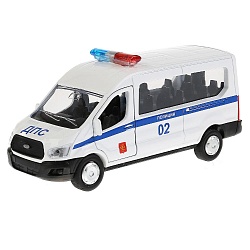 Машина металлическая Ford Transit Полиция, длина 12 см., открываются двери, инерционная (Технопарк, SB-18-18-P(W)-WB) - миниатюра