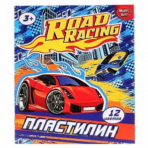 Пластилин классический Гонки, 12 цветов, 180 грамм (MultiArt, PLS-12-DRIVEsim)