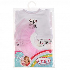 Одежда для кукол ТМ Карапуз 40-42 см - Костюм с юбкой Панда, в пакете (Карапуз, OTF-1908S-RU)