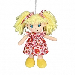 Кукла мягконабивная, платье в цветочек, 20 см (ABtoys, M6035) - миниатюра