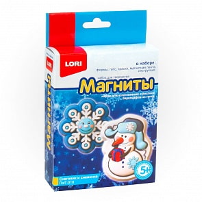 Магниты из гипса - Снеговик и снежинка (Lori, Пз/Г-010)
