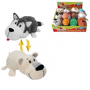 Вывернушка 2 в 1 - Хаски-Полярный медведь, 20 см, 6 видов (1Toy, Т10925)