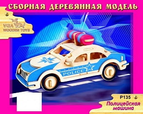 Сборная деревянная модель – Транспорт - Полицейская машина (Wooden Toys, P135)