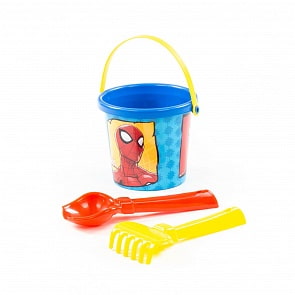 Набор Marvel - Человек-Паук №1: ведро малое с наклейкой, совок №2, грабельки №2 (Полесье, 66664)