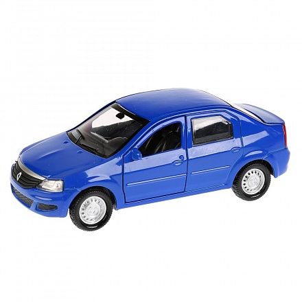 Металлическая инерционная машина - Renault Logan, синий, длина 12 см 
