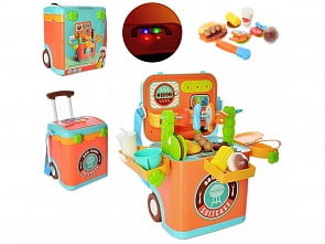 Набор игровой в чемодане с выдвижной ручкой Юный шеф-повар, световые и звуковые эффекты (Junfa Toys, L666-39A)