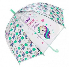 Зонт детский - Единорог, 48 см, прозрачный купол, полуавтомат (Mary Poppins, 53738)