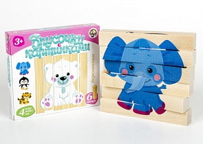 Брусочки деревянные с картинками - Зоопарк, 6 штук (Десятое королевство, 01971ДК)