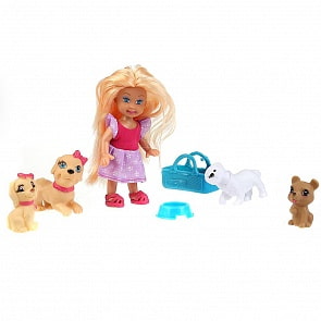 Кукла – Машенька, 12 см, 4 питомца, сумочка, аксессуары (Карапуз, MARY023X-RU) (ассортимент)