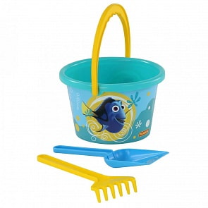 Набор Disney/Pixar - В поисках Немо №5: ведро среднее с наклейкой, лопатка, грабельки (Полесье, 66916)