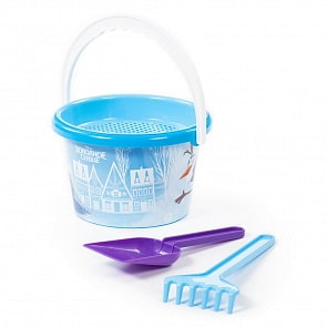 Набор Disney Холодное сердце №6: ведро среднее с наклейкой, ситечко, лопатка, грабельки (Полесье, 67043) (ассортимент)