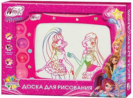 Доска для рисования «Winx» цветная, 4 магнитные печати 