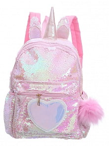 Рюкзак с пайетками - Единорог с сердцем Bright Dreams, перламутровый с помпоном (Михи Михи, MM07572)