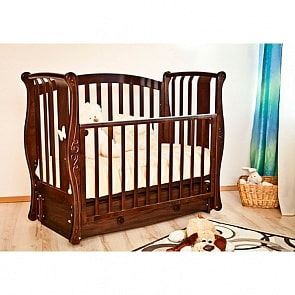 Кровать детская Красная Звезда С 551 Ярослава резьба №11 декор №2 Бабочка, шоколад (Красная Звезда, КЗ-С 551_шоколад)