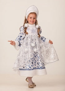 Костюм карнавальный для девочек – Снегурочка Новогодняя, размер 104-52 (Батик, 1947-104-52)