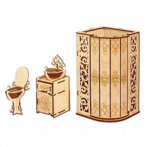 Конструктор – Ванная для кукол типа Барби, 10 см (Теремок, КМБ-13)