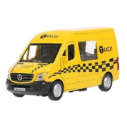 Машина Mercedes-Benz Sprinter – Такси, 14 см, открываются двери, инерционный механизм (Технопарк, SPRINTERVAN-14TAX-YE) - миниатюра