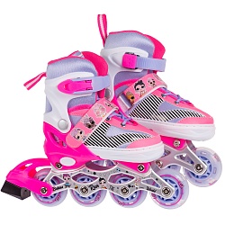 Роликовые коньки - LOL, со светом, S, 28-33, розовые (1toy, Т14974Н) - миниатюра