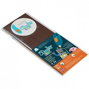 Эко-пластик к 3Д ручке 3Doodler Start, цвет коричневый, 24 штуки (WobbleWorks, 3DS-ECO11-BROWN-24)